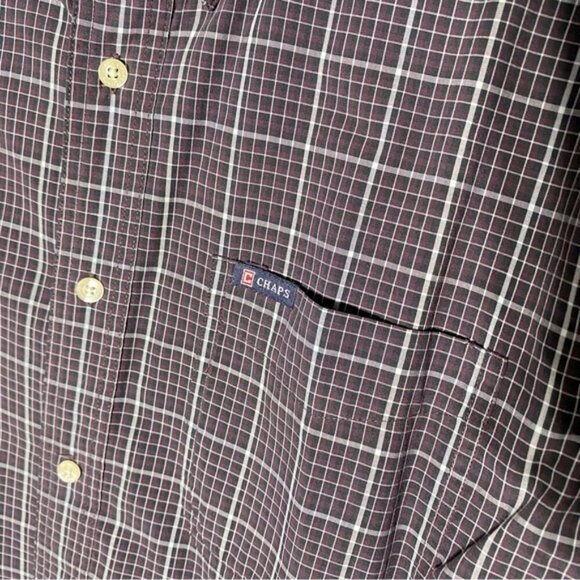 Chaps Purple Black White Plaid Long Sleeve Casual Button Up Shirt M - Picture 5 of 11